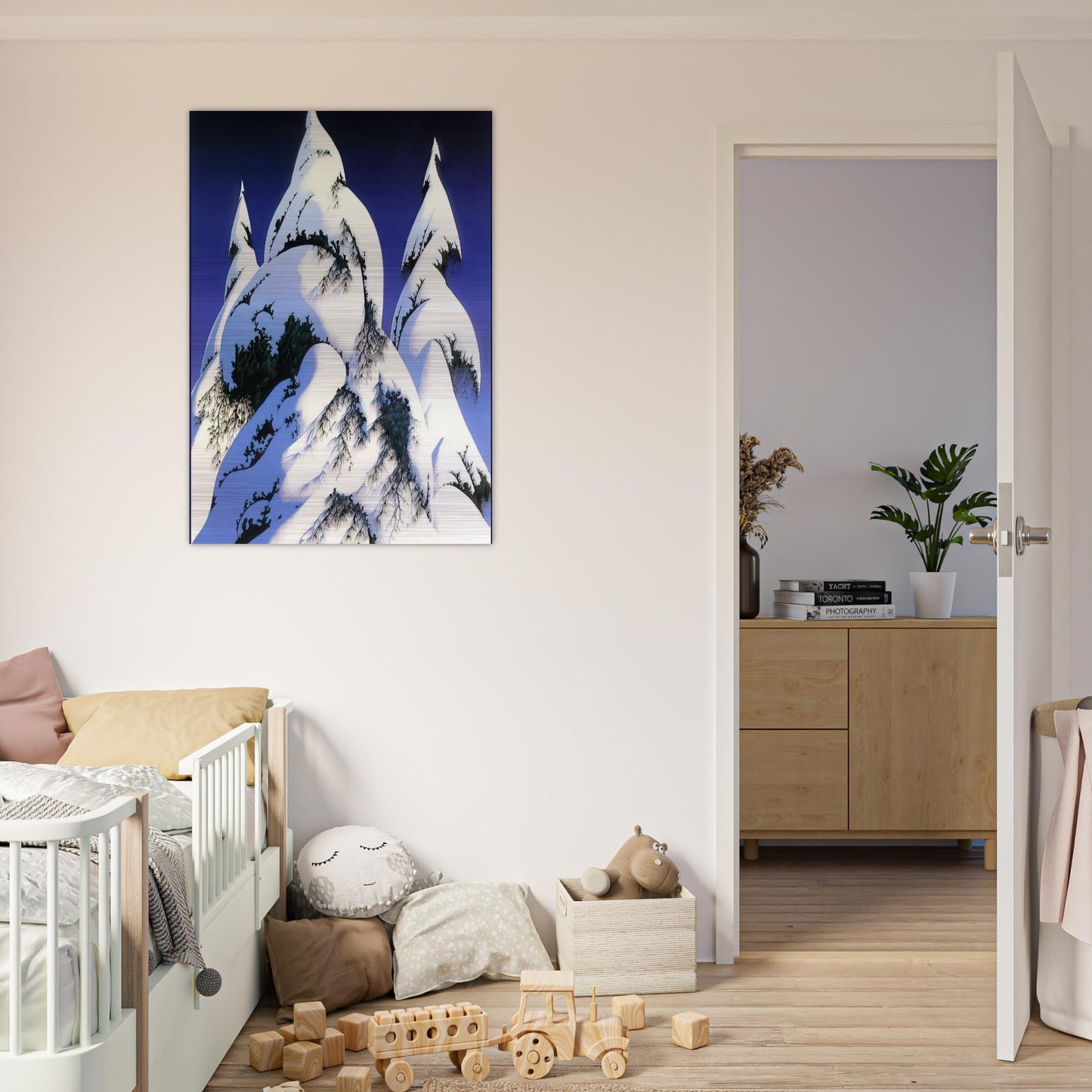 Snow Trees - Eyvind Earle Brushed Aluminum Print - 70x100 cm / 28x40 inches | Eyvind Earle Aluminum Print | Eyvind Earle Prints