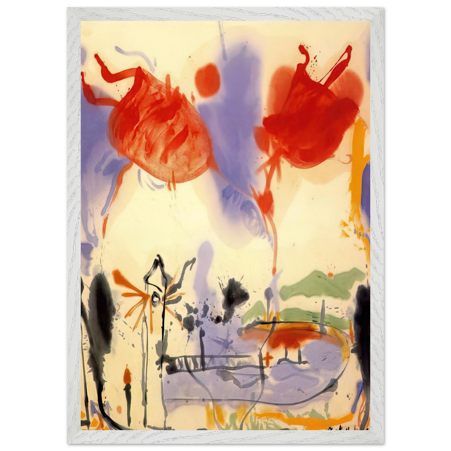 Helen Frankenthaler - Round Trip - 1957 Wall art - 40x50 cm / 16x20 inches - Premium Wooden Framed Poster With Fine Art Paper - White frame