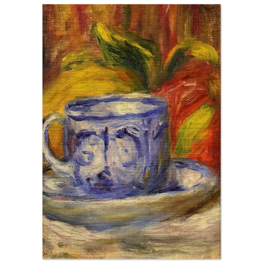Cup and Fruit - Pierre-Auguste Renoir Brushed Aluminum Print - 70x100 cm / 28x40 inches | Pierre-Auguste Renoir Aluminum Print | Pierre-Auguste Renoir Prints