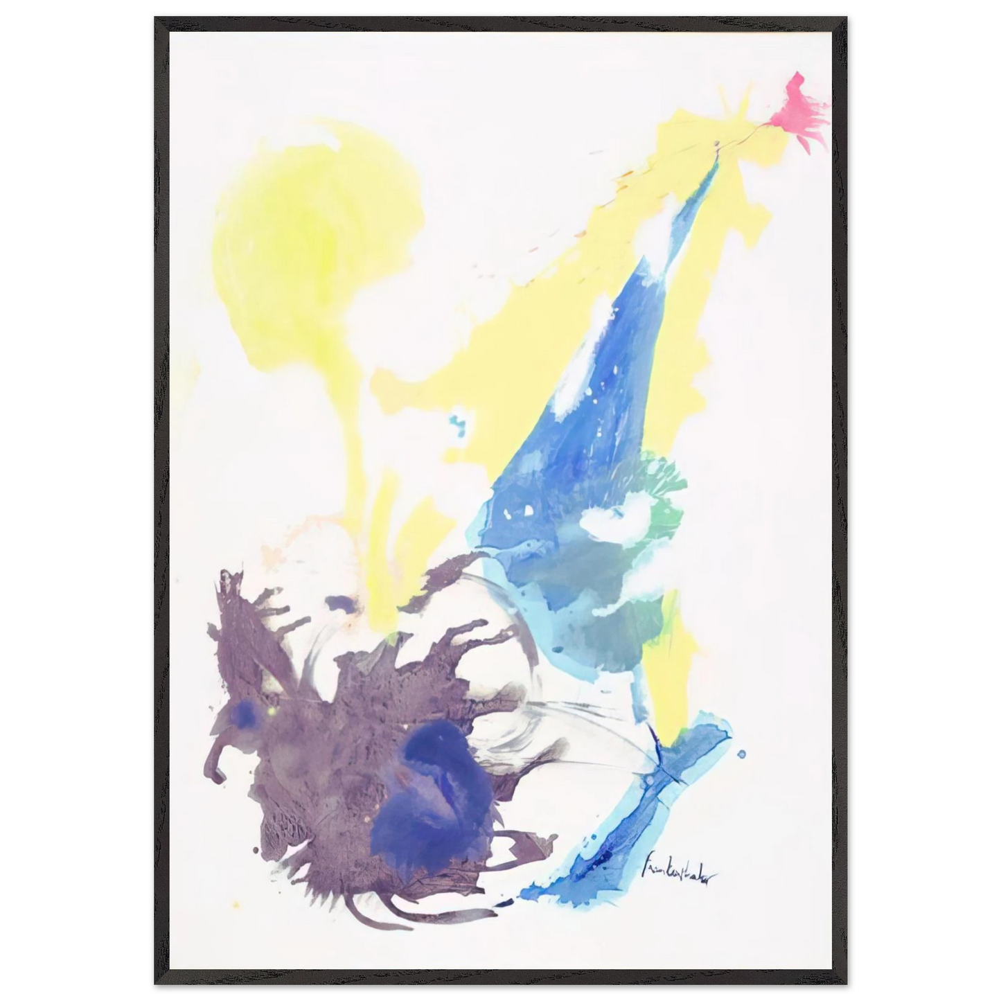Helen Frankenthaler - Moving Day - 1961 Wall art - 28x43  cm / XL (11x17 inches) - Premium Wooden Framed Poster With Fine Art Paper - White frame