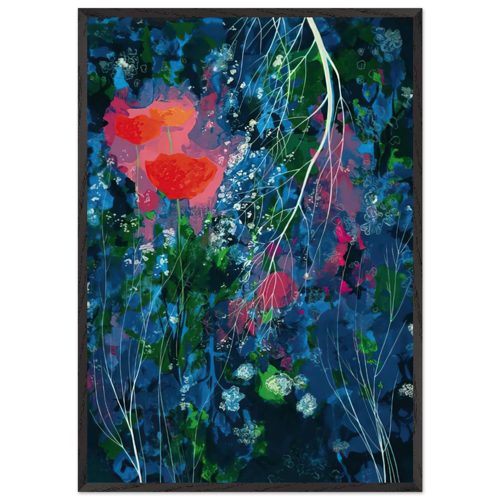 POPPIES N2 - Eyvind Earle Framed Art Print – Black Wooden Frame - Default Title - -Framed Art Print