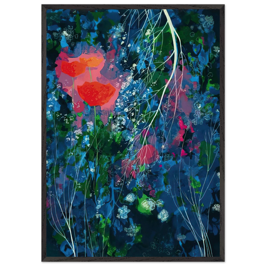 POPPIES N2 - Eyvind Earle Framed Art Print – Black Wooden Frame - Default Title - -Framed Art Print