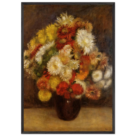 Bouquet of Chrysanthemums - Pierre-Auguste Renoir 70x100 cm / 28x40 inches Framed Art Print – Black Wooden Frame
