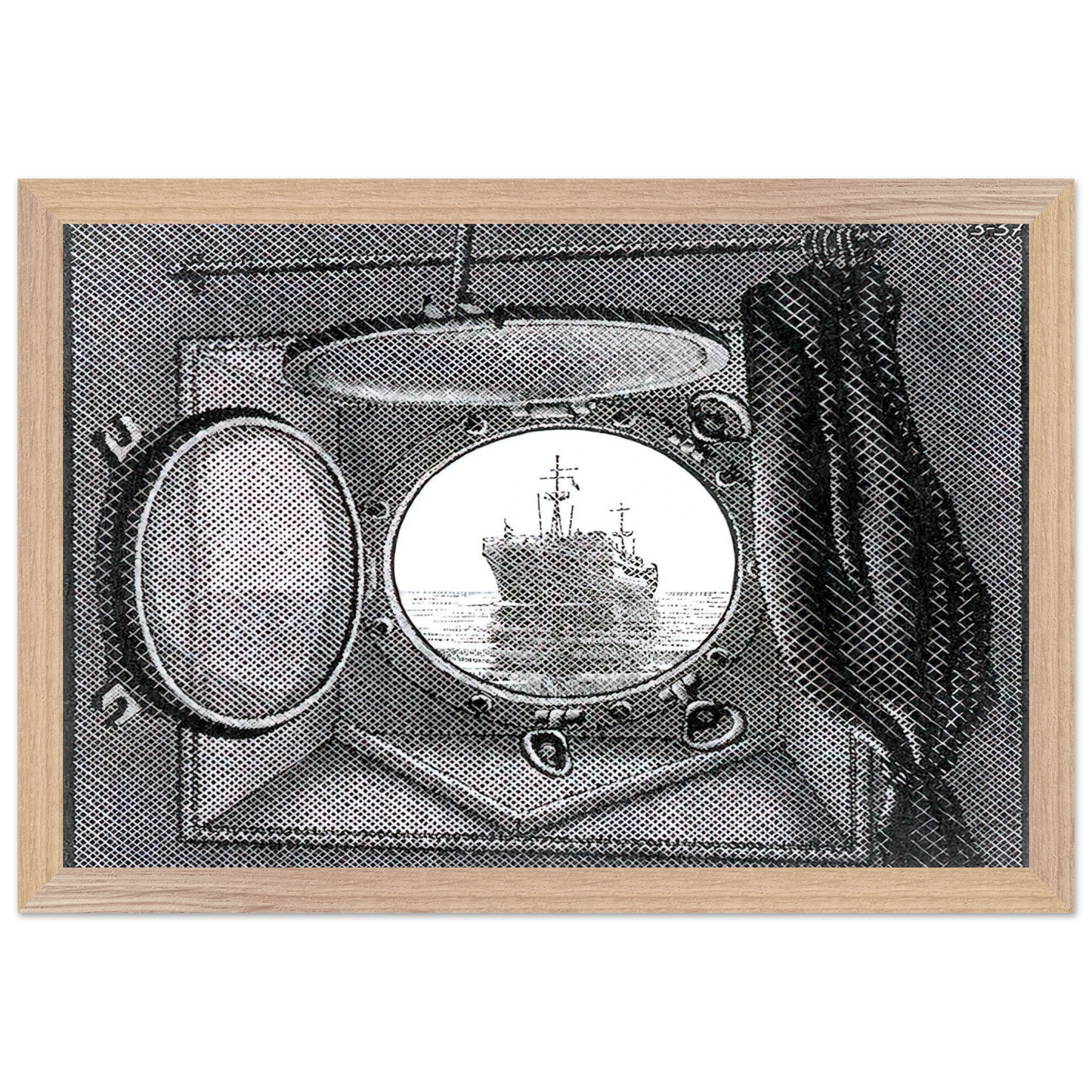 MC Escher - PORTHOLE Wall Art - 60x80 cm / 24x32 inches - Premium Wooden Framed Poster With Fine Art Paper - White frame