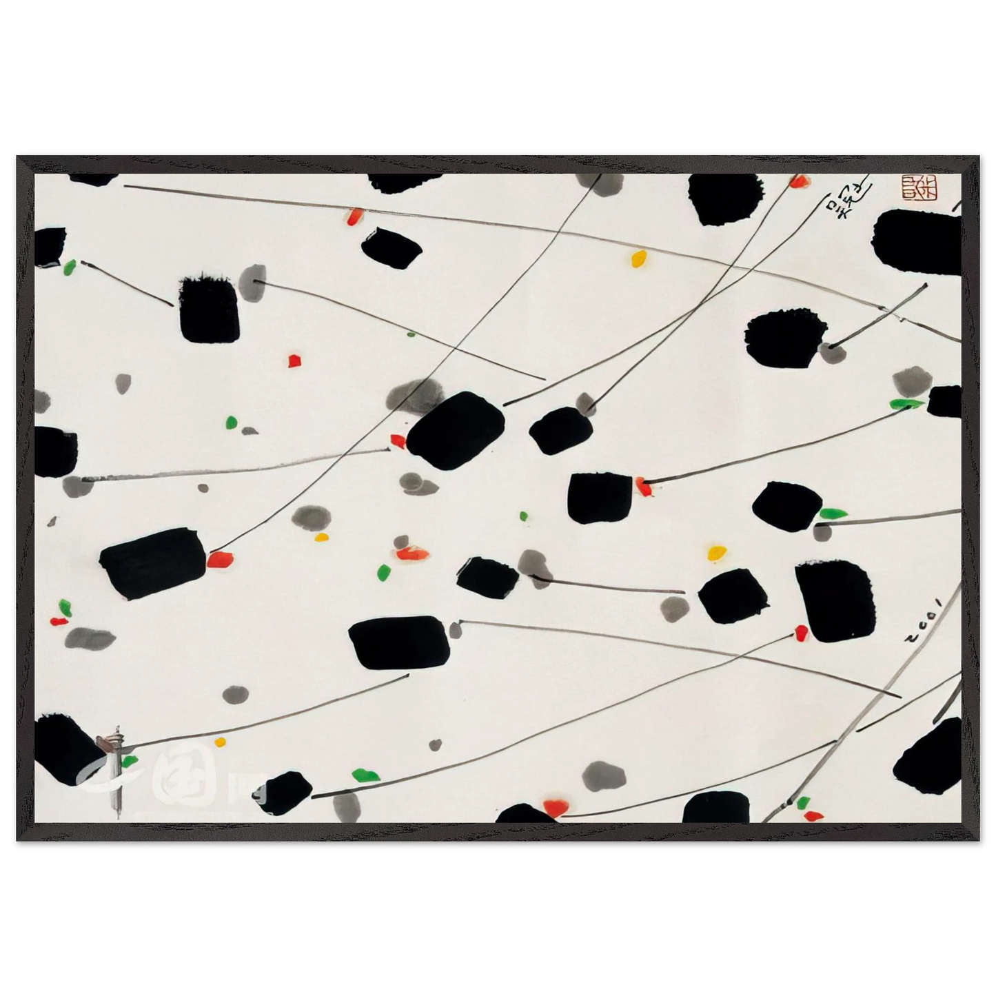 Spring Breeze - 2001 - Wu Guanzhong Framed Art Print – Black Wooden Frame - Default Title - -Framed Art Print