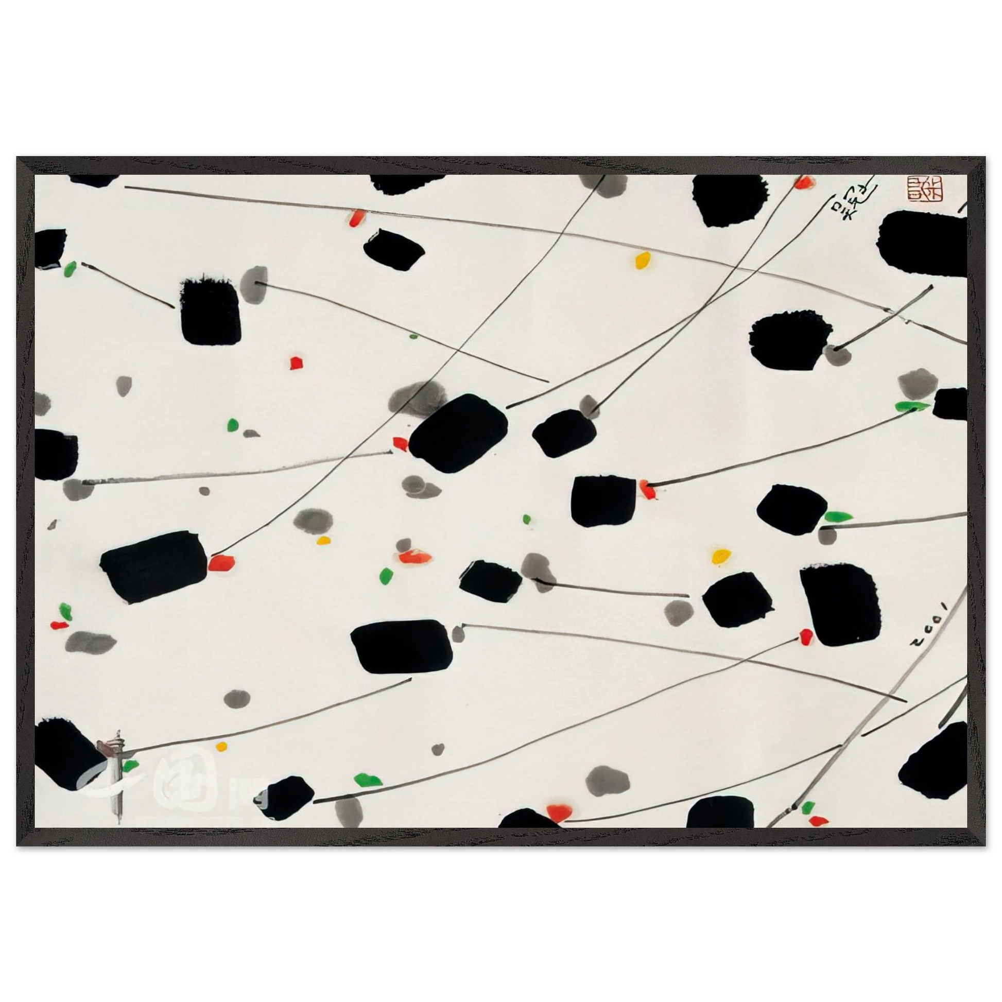 Spring Breeze - 2001 - Wu Guanzhong Framed Art Print – Black Wooden Frame - Default Title - -Framed Art Print