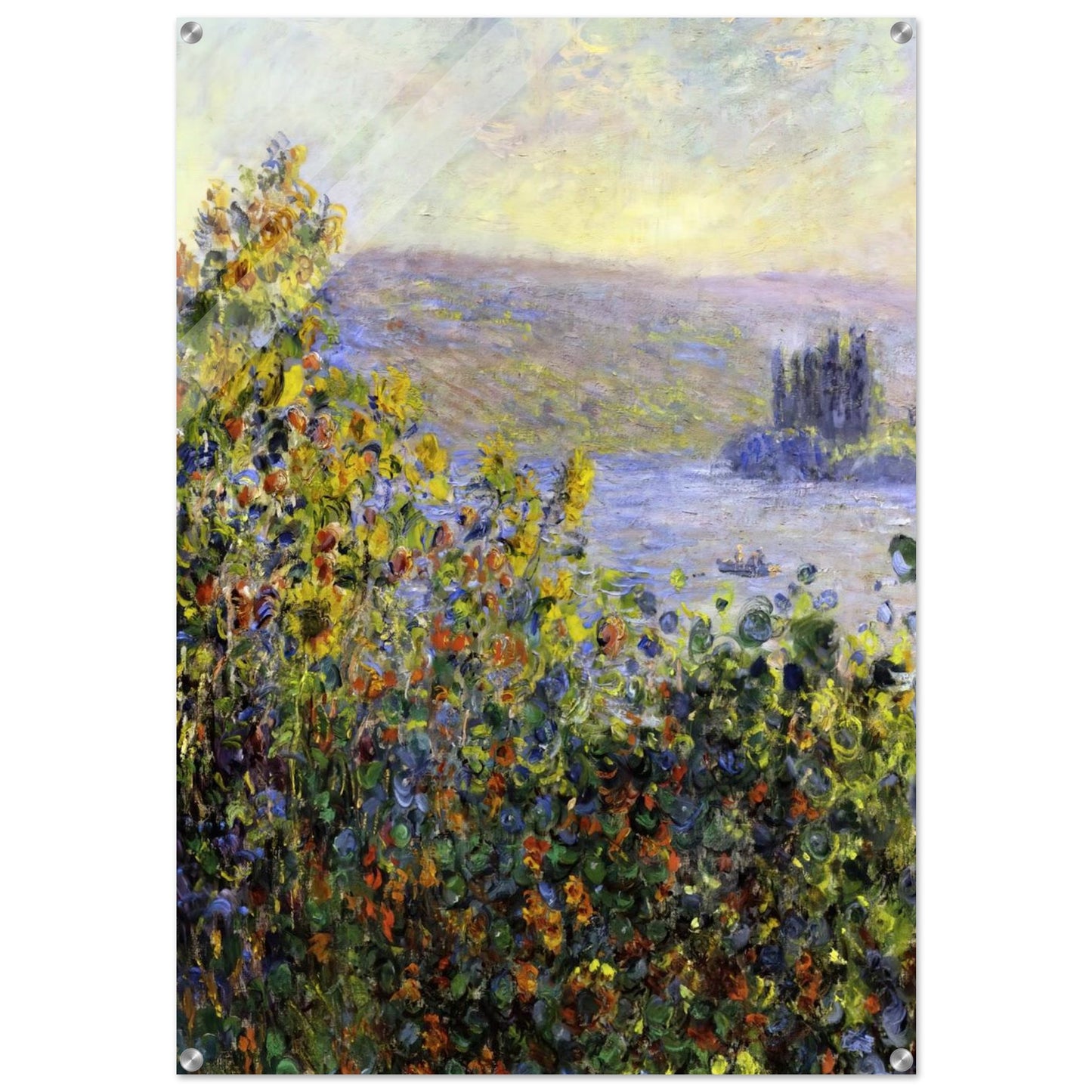 Flowers Beds at Vetheuil - claude monet Acrylic Print - 70x100 cm / 28x40″ inches