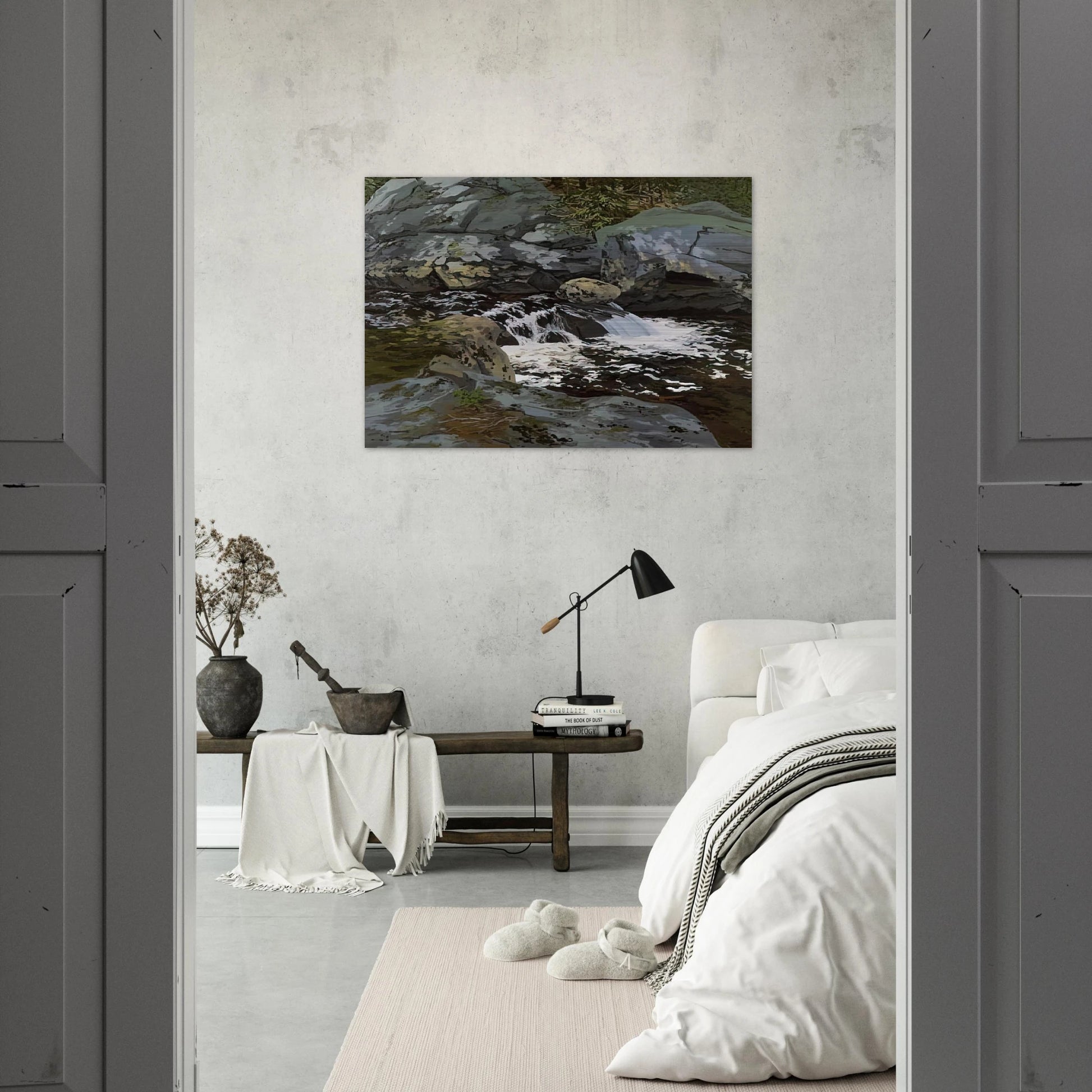 Cascade - 1974 - Neil Welliver Brushed Aluminum Print - 70x100 cm / 28x40 inches | Neil Welliver Aluminum Print | Neil Welliver Prints