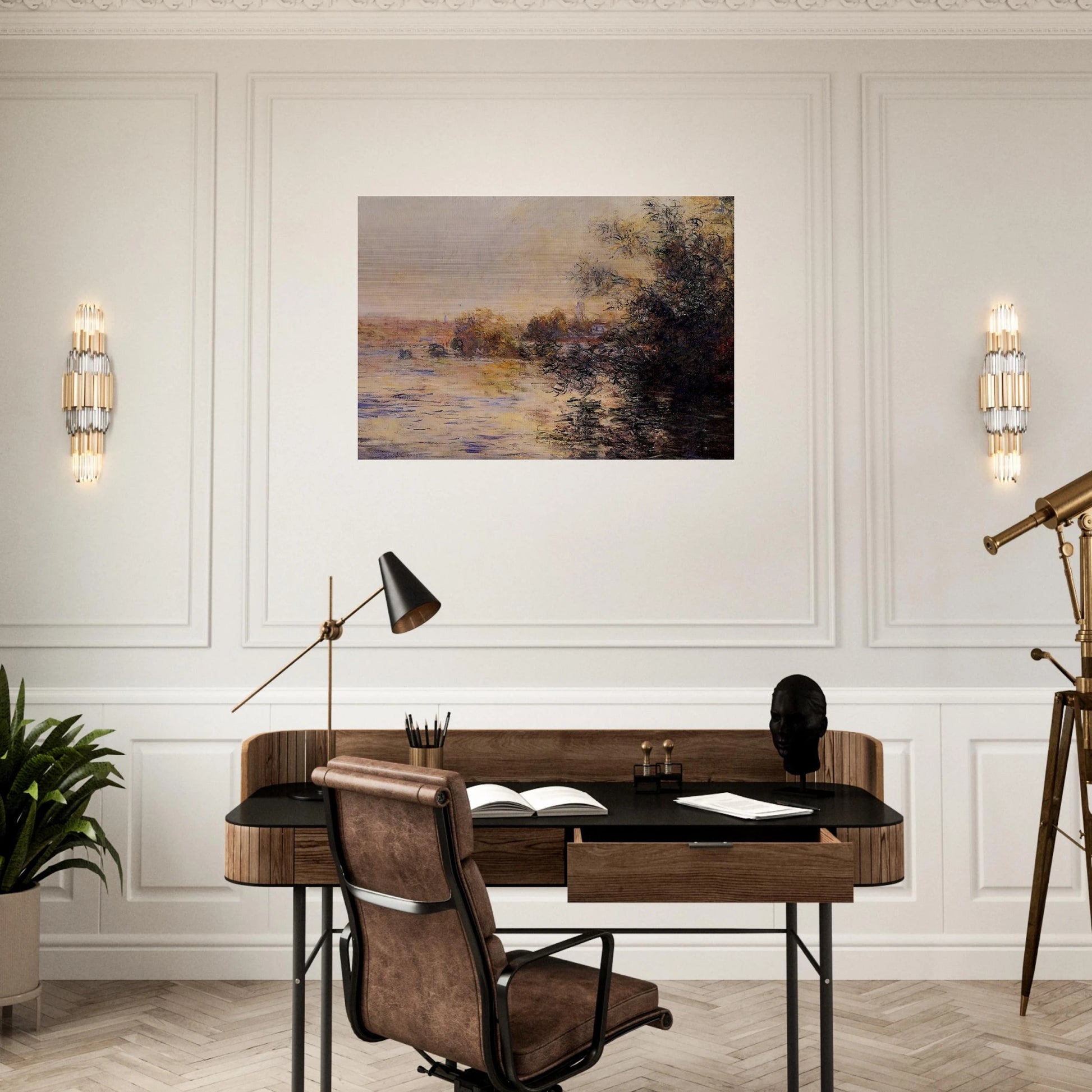 Evening Effect of the Seine - claude monet Brushed Aluminum Print - 70x100 cm / 28x40 inches | claude monet Aluminum Print | claude monet Prints