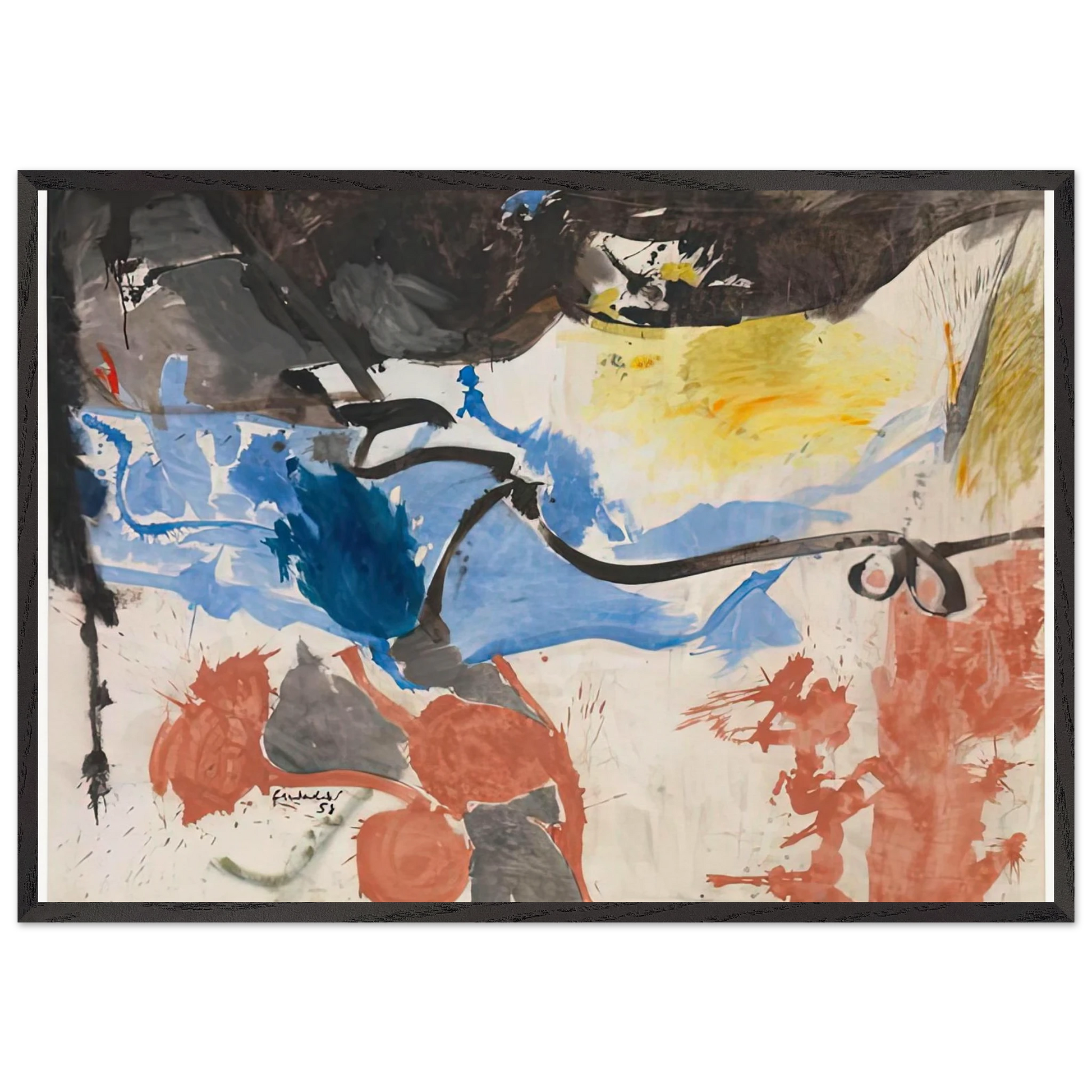 Hotel Cro-Magnon 1958- - Helen Frankenthaler Framed Art Print – Black Wooden Frame - Default Title - -Framed Art Print