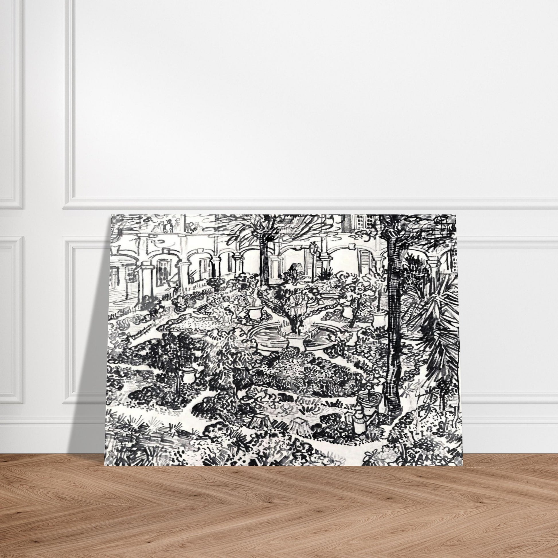 The Courtyard of the Hospital at Arles - Vincent van Gogh Acrylic Print - 70x100 cm / 28x40″ inches | Vincent van Gogh Wall Art | Vincent van Gogh Prints