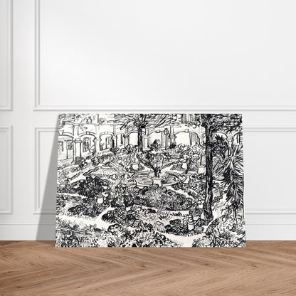 The Courtyard of the Hospital at Arles - Vincent van Gogh Acrylic Print - 70x100 cm / 28x40″ inches | Vincent van Gogh Wall Art | Vincent van Gogh Prints