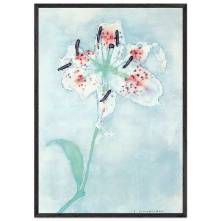 Lily - Piet Mondrian 70x100 cm / 28x40 inches Framed Art Print – Black Wooden Frame
