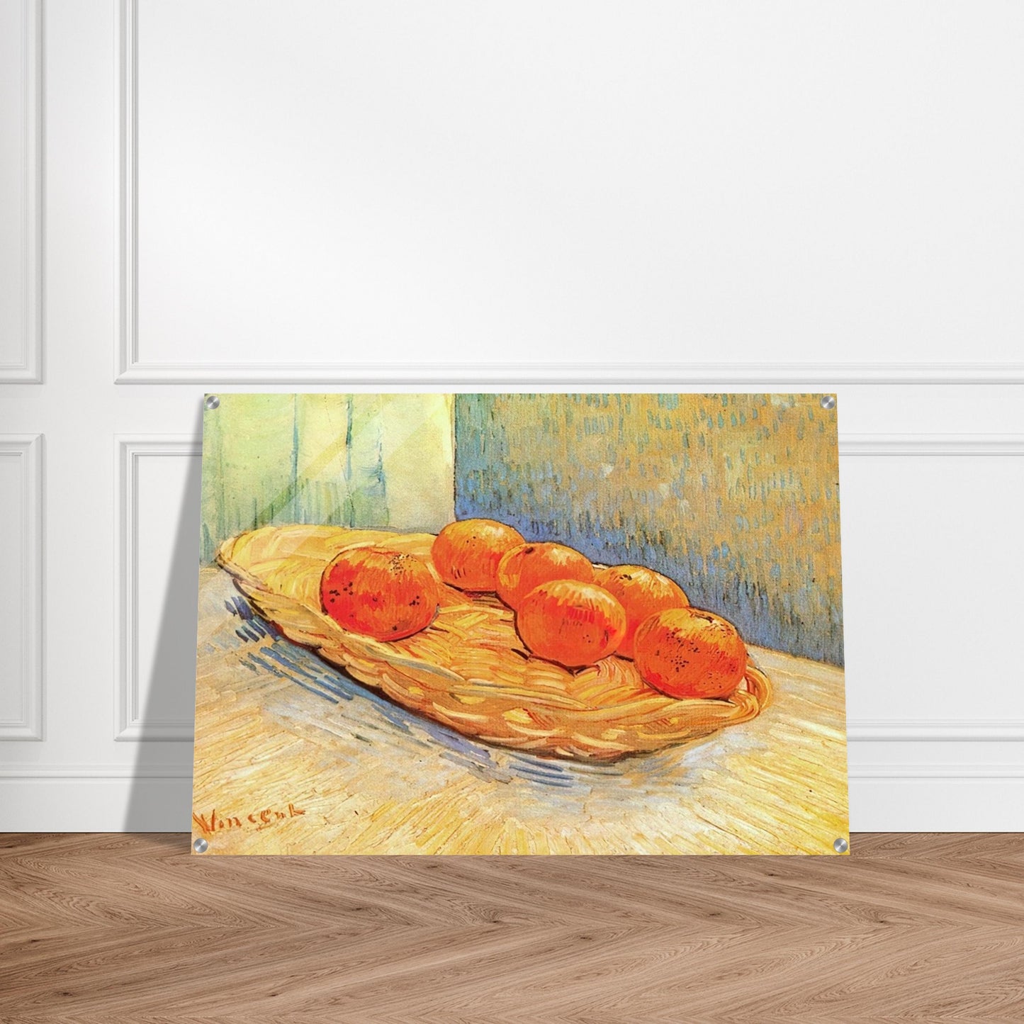 Still Life with Basket and Six Oranges - Vincent van Gogh Acrylic Print - 70x100 cm / 28x40″ inches
