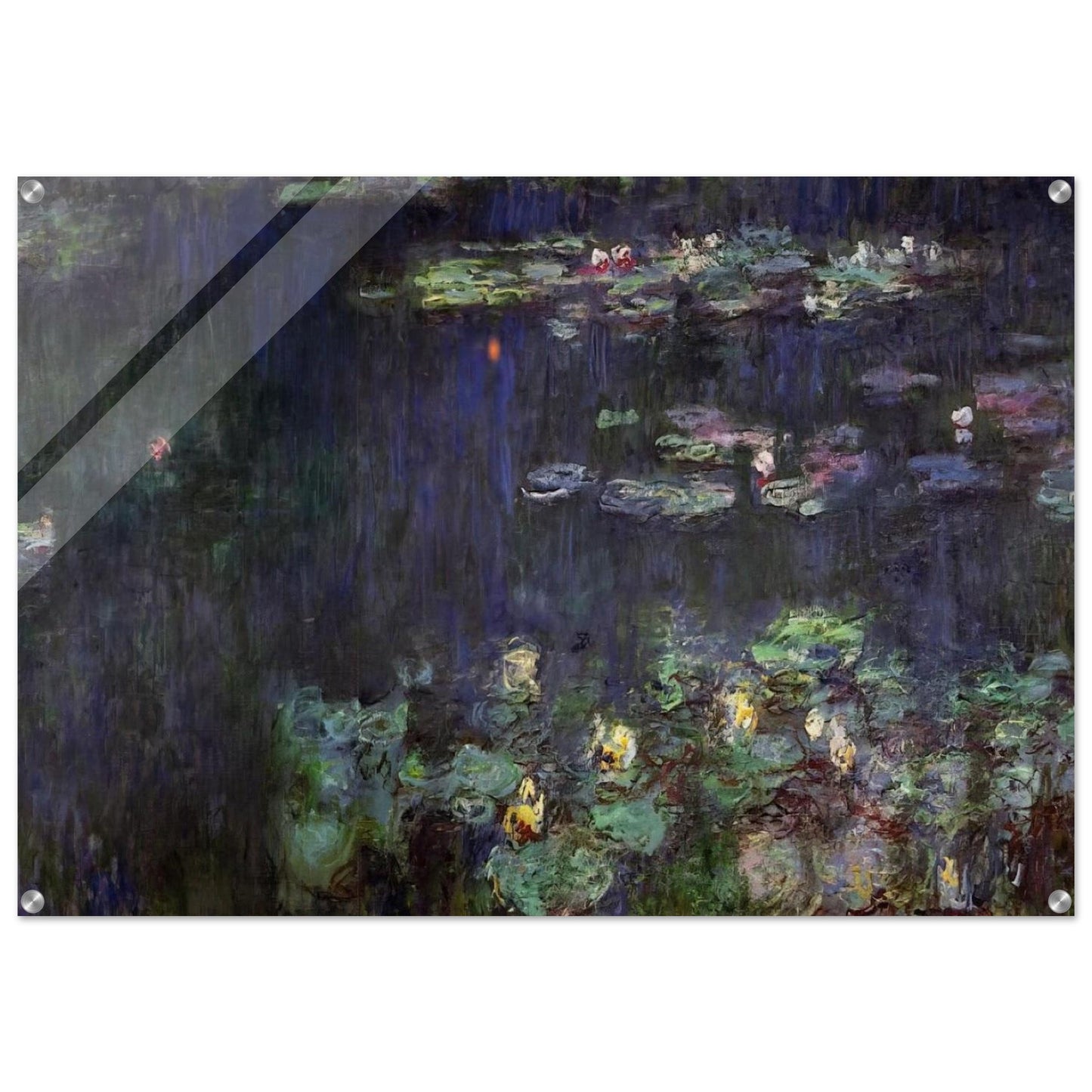 Water Lilies, Green Reflection right half - claude monet Acrylic Print - 70x100 cm / 28x40″ inches