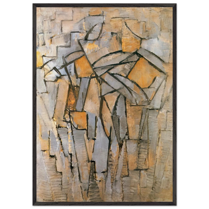 Composicion en Gris  Azul - Piet Mondrian 70x100 cm / 28x40 inches Framed Art Print – Black Wooden Frame
