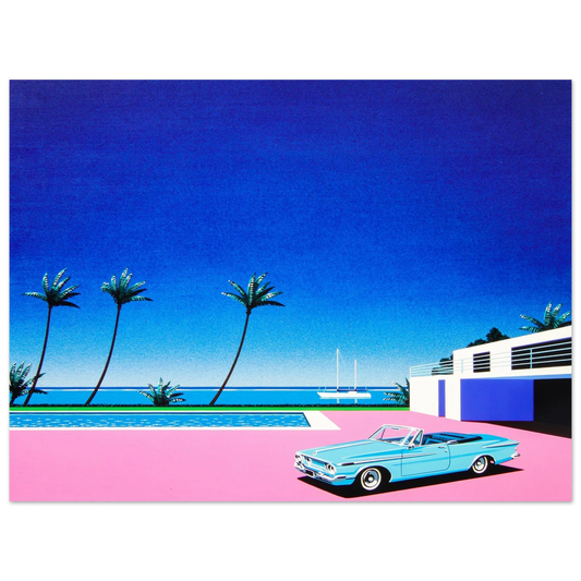 Hiroshi Nagai - Pink Driveway Wall Art - 21x29.7 cm / 8x12" - Fine Art Poster - -