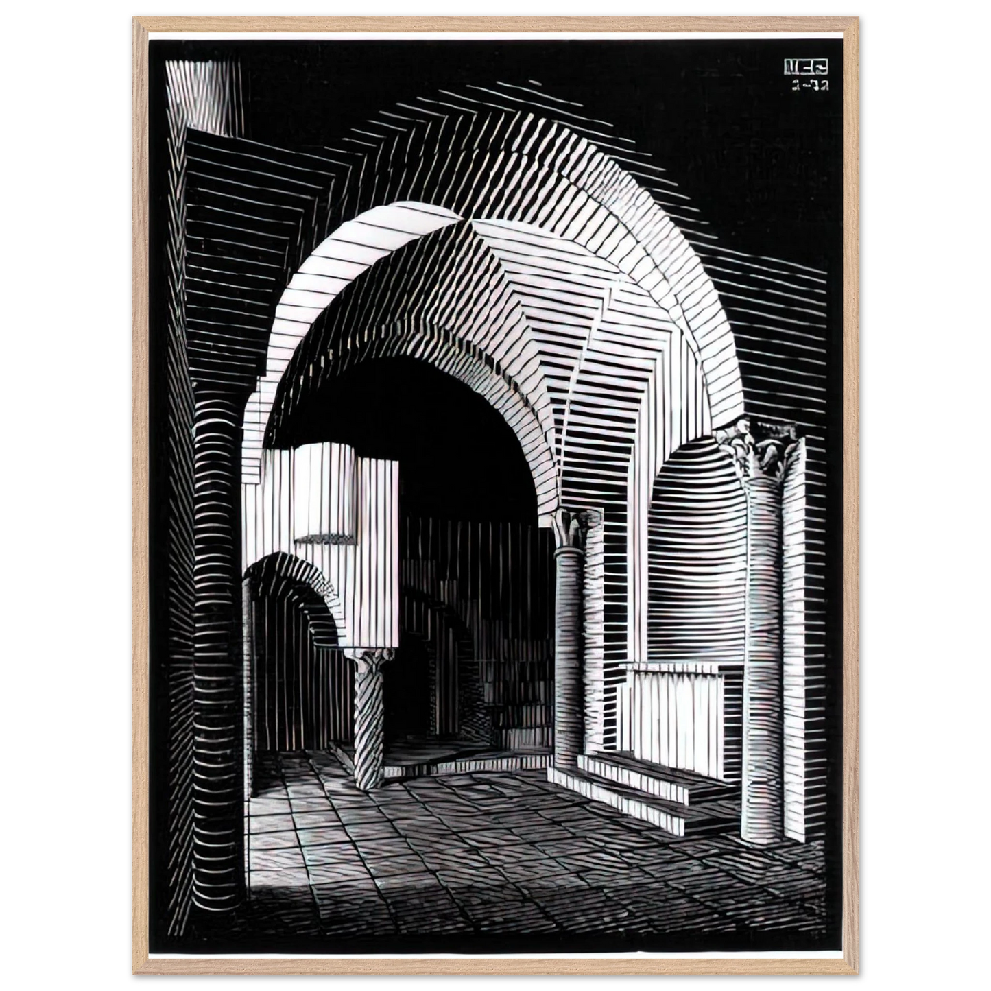 MC Escher - PORTA MARIA DELL OSPIDALE Wall Art - 60x80 cm / 24x32 inches - Premium Wooden Framed Poster With Fine Art Paper - White frame