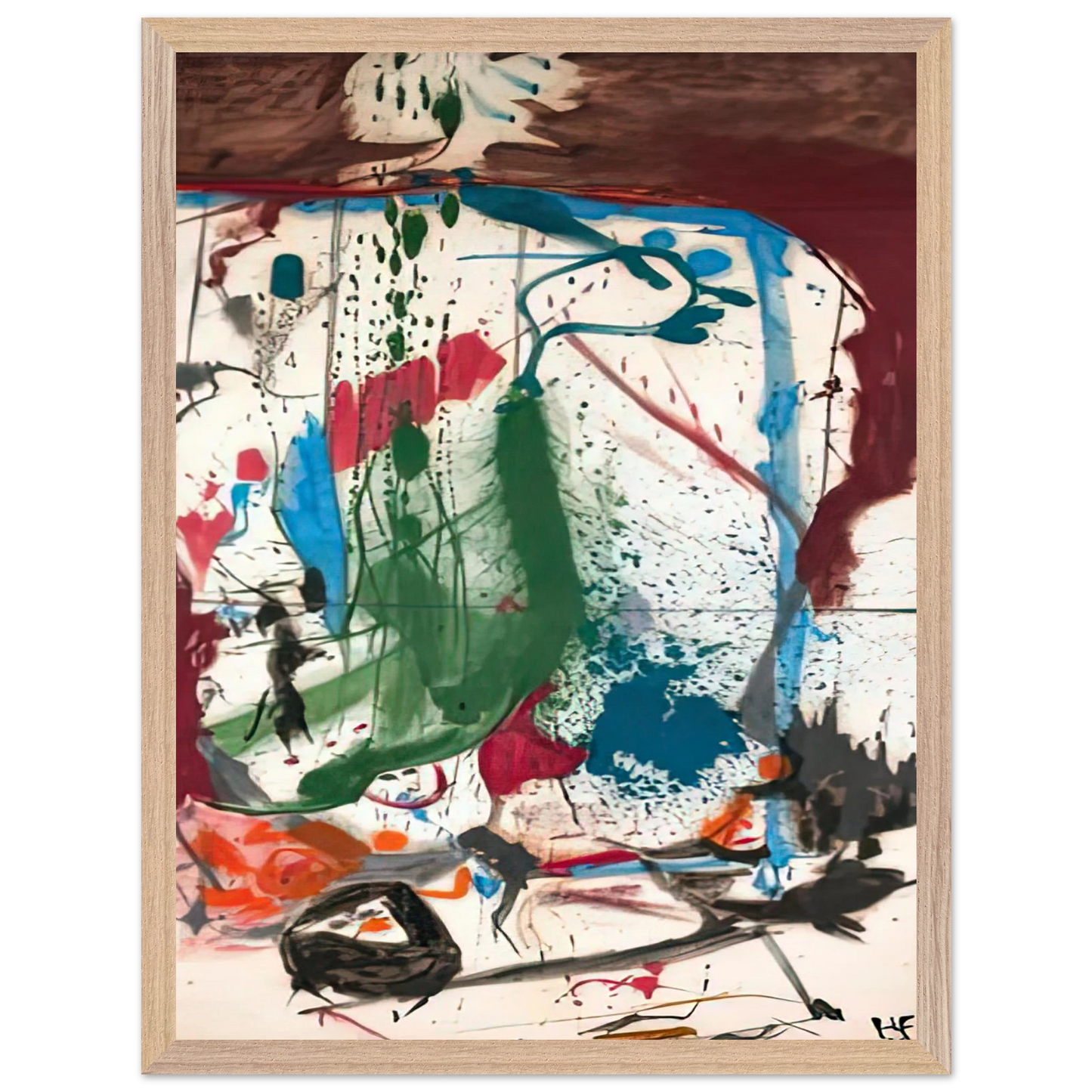 Helen Frankenthaler - Las Mayas, 1958- Wall Art - 21x29.7 cm / 8x12" - Premium Wooden Framed Poster With Fine Art Paper - Black frame