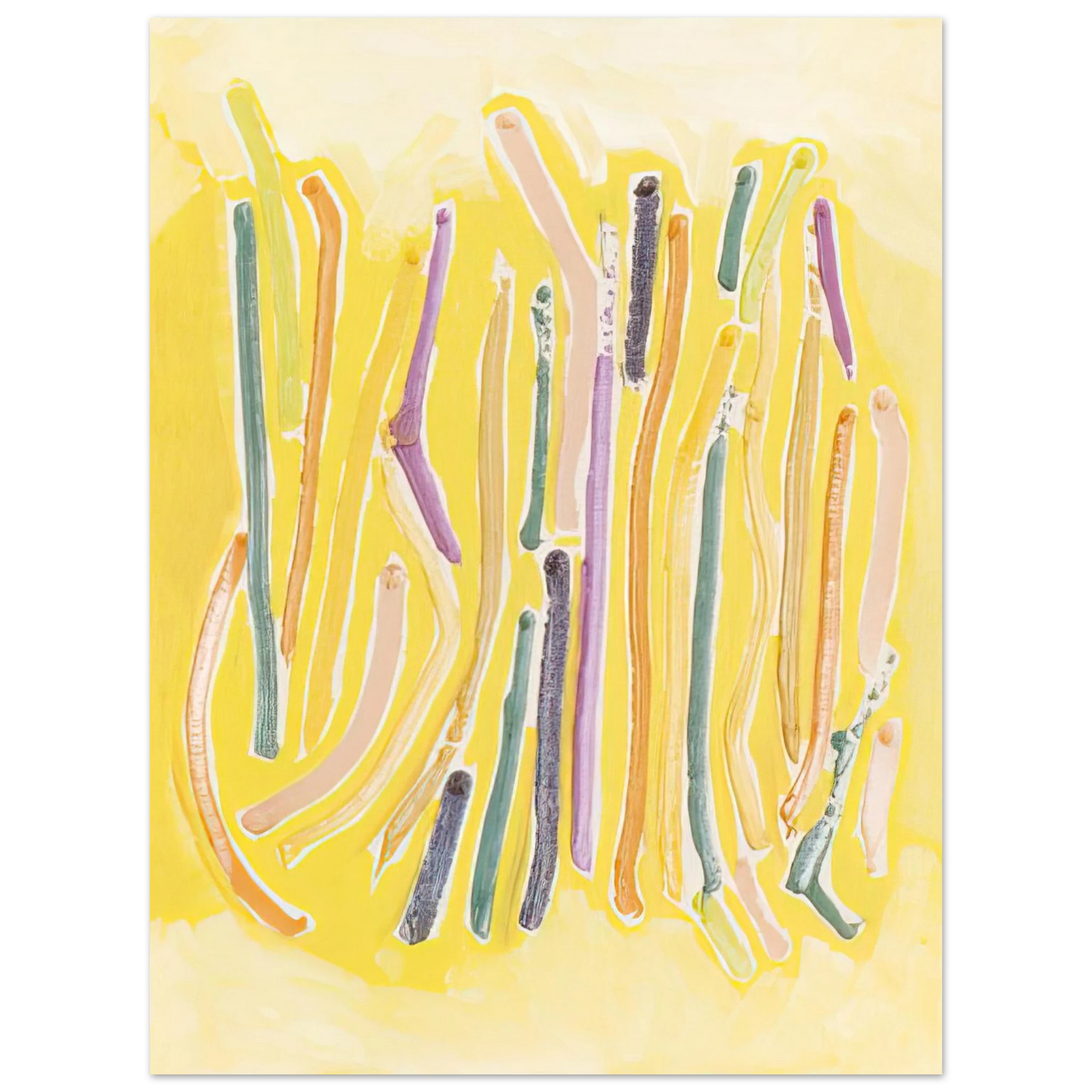 Ronnie Landfield - Yellow Line Painting - 1973 Fine Art Poster - Default Title