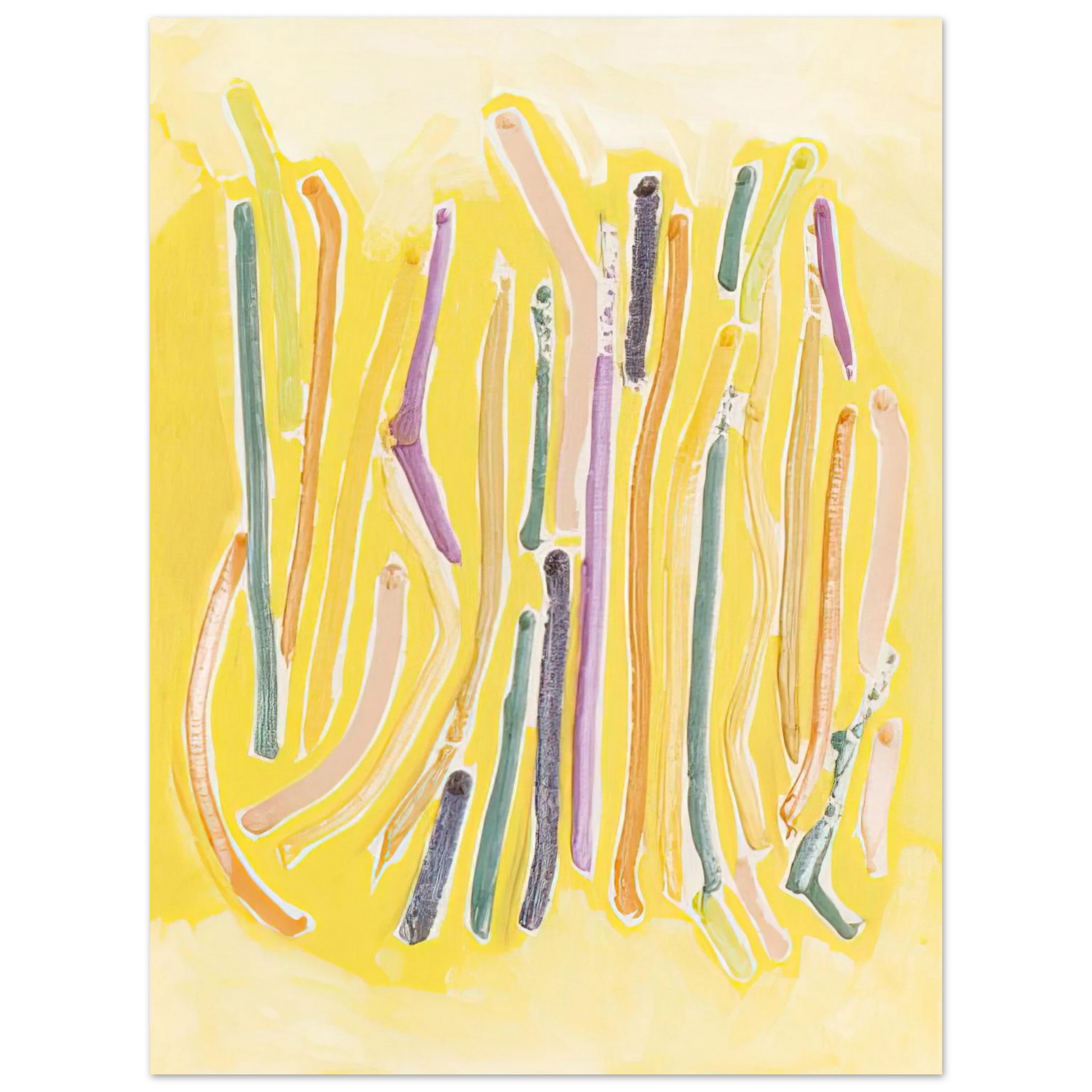 Ronnie Landfield - Yellow Line Painting - 1973 Fine Art Poster - Default Title