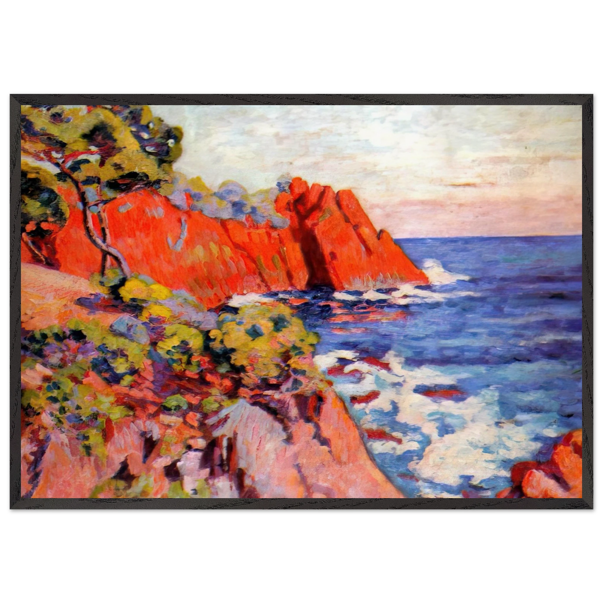 Rochers sur la Cote a Agay - 1907 - Armand Guillaumin Framed Art Print – Black Wooden Frame - Default Title - -Framed Art Print