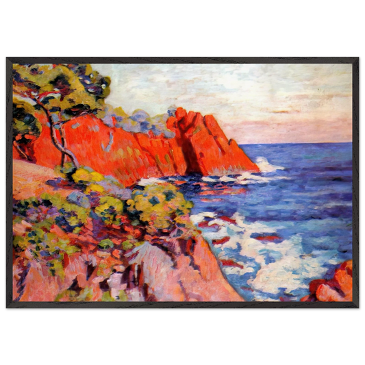 Rochers sur la Cote a Agay - 1907 - Armand Guillaumin Framed Art Print – Black Wooden Frame - Default Title - -Framed Art Print