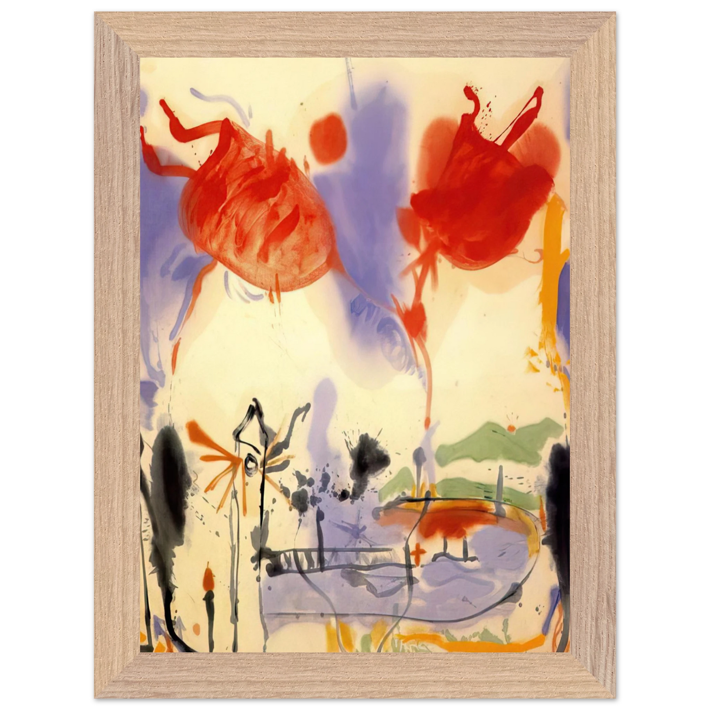 Helen Frankenthaler - Round Trip - 1957 Wall art - 13x18 cm / 5x7 inches - Premium Wooden Framed Poster With Fine Art Paper - Black frame