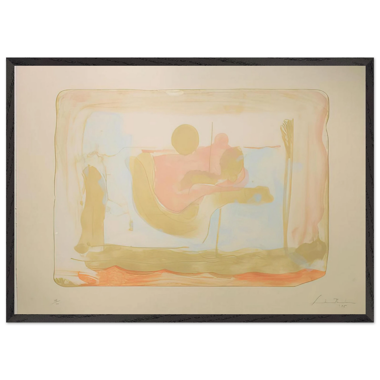 Helen Frankenthaler - Reflections I - 1995 Wall art - 13x18 cm / 5x7 inches - Premium Wooden Framed Poster With Fine Art Paper - White frame