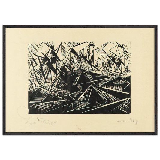 HANSEATIC SHIPS HANSASCHIFFE 1919 - Lyonel Feininger Framed Art Print – Black Wooden Frame - Default Title - -Framed Art Print