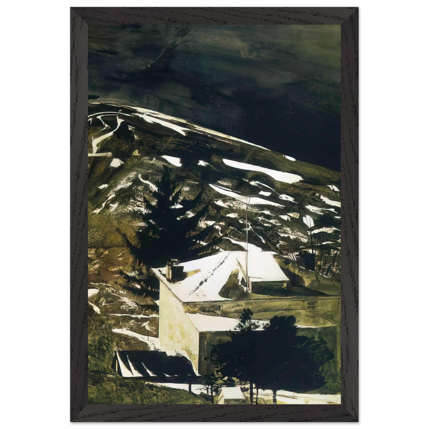 Andrew Wyeth - WOLF MOON 1975 Wall Art - 21x29.7 cm / 8x12" - Premium Wooden Framed Poster With Fine Art Paper - Black frame