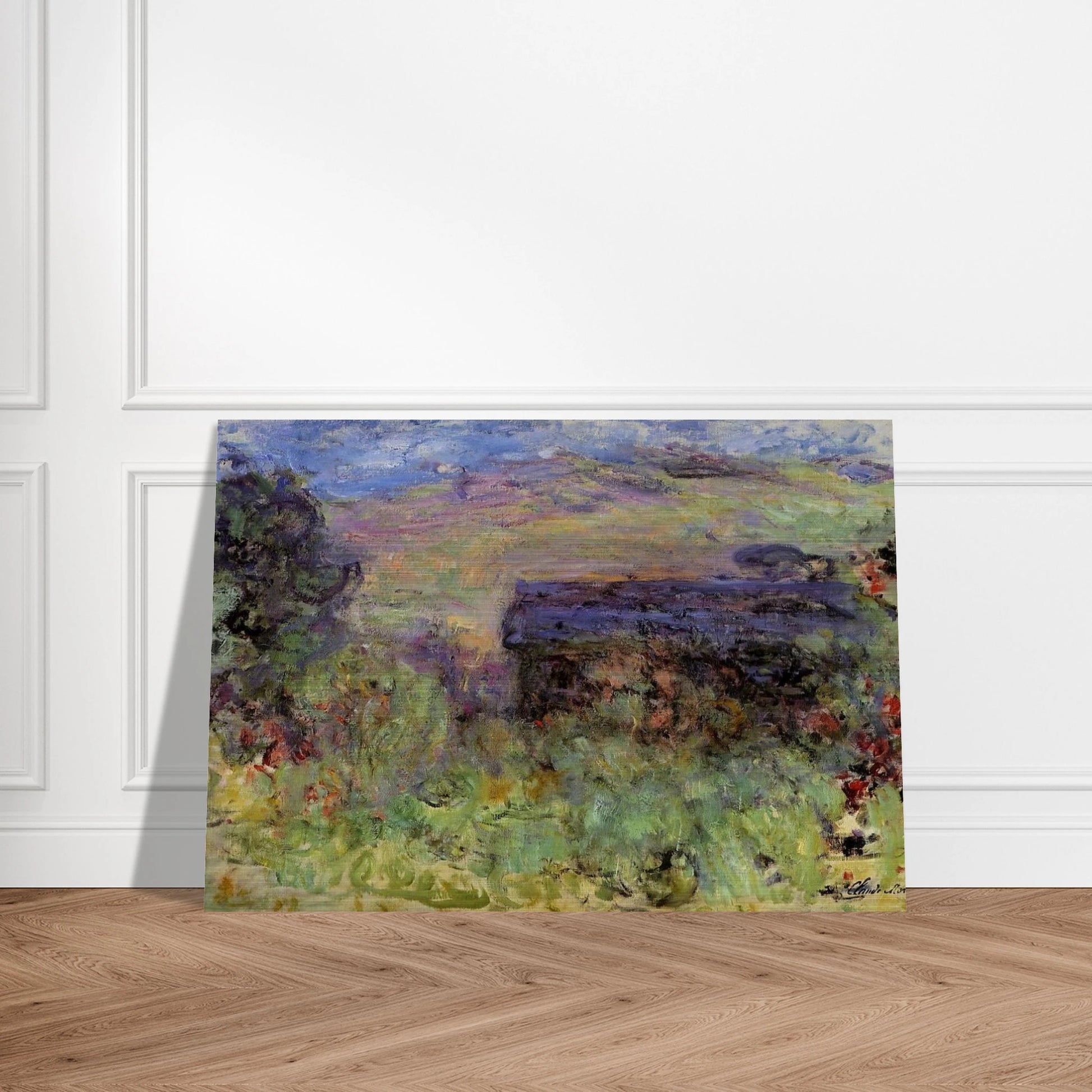 The House Seen through the Roses - claude monet Brushed Aluminum Print - 70x100 cm / 28x40 inches | claude monet Aluminum Print | claude monet Prints