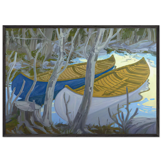Two Canoes - Contemporary Realism - Neil Welliver Framed Art Print – Black Wooden Frame - Default Title - -Framed Art Print
