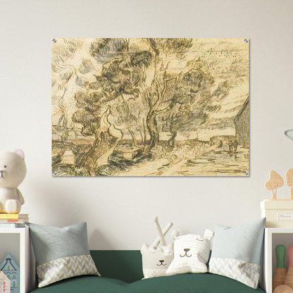 A Corner of the Asylum and the Garden with a Heavy, sawn-off Tree - Vincent van Gogh Acrylic Print - 70x100 cm / 28x40″ inches | Vincent van Gogh Wall Art | Vincent van Gogh Prints