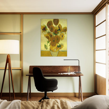 Still Life - Vase with Fifteen Sunflowers - Vincent van Gogh Brushed Aluminum Print - 70x100 cm / 28x40 inches | Vincent van Gogh Aluminum Print | Vincent van Gogh Prints