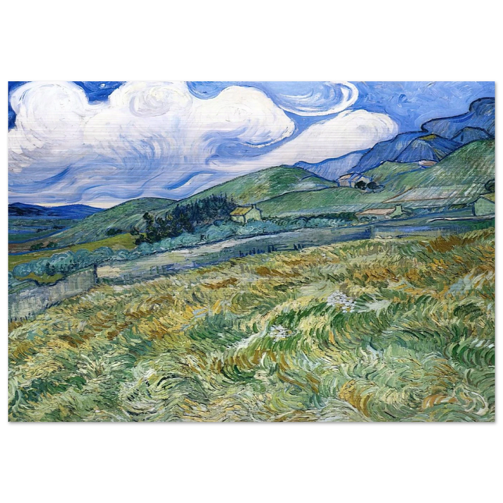 Wheatfield with Mountains in the Background - Vincent van Gogh Brushed Aluminum Print - 70x100 cm / 28x40 inches | Vincent van Gogh Aluminum Print | Vincent van Gogh Prints