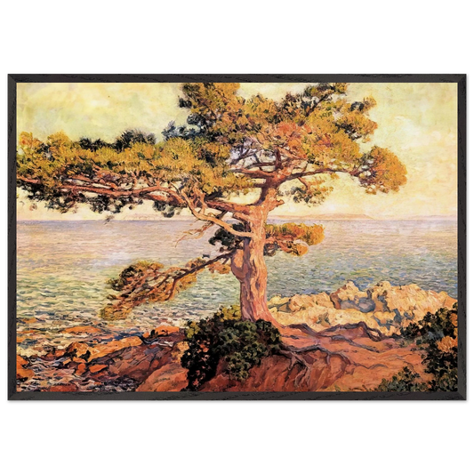PINE BY THE MEDITERRANEAN SEA 1916 - Theo van Rysselberghe Framed Art Print – Black Wooden Frame - Default Title - -Framed Art Print
