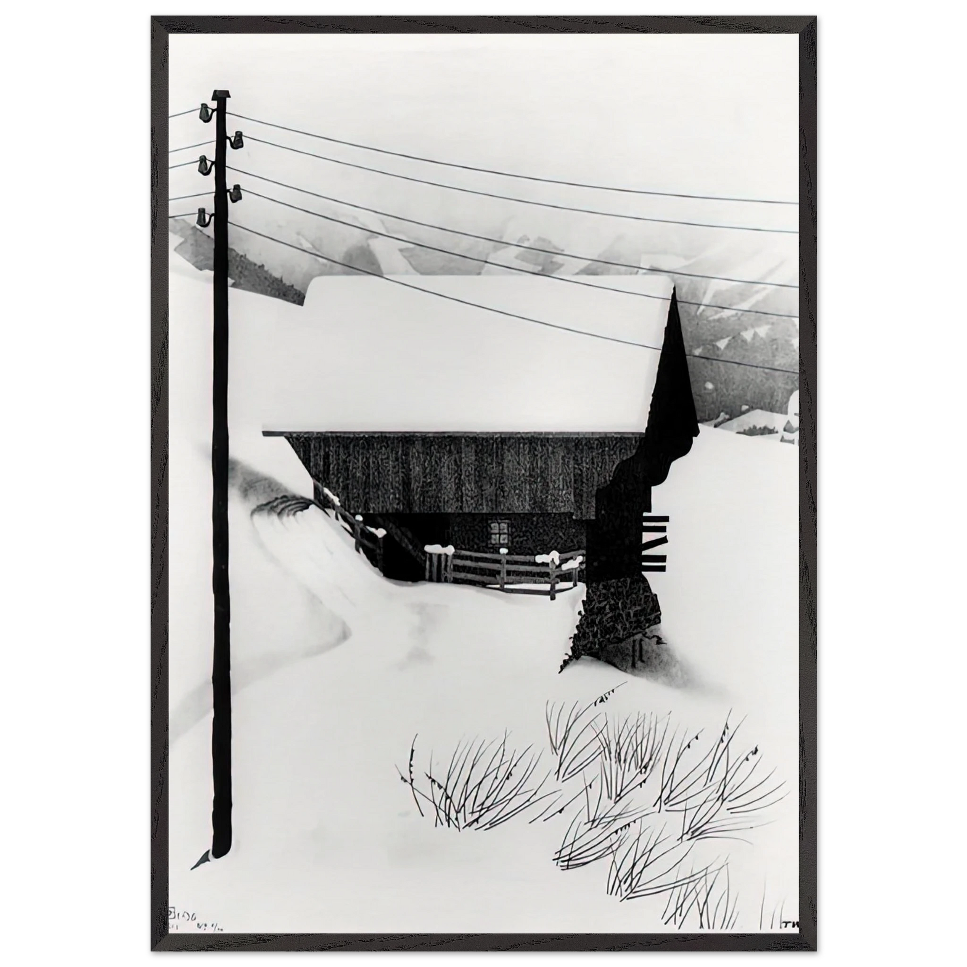 SNOW - MC Escher Framed Art Print – Black Wooden Frame - Default Title - -Framed Art Print