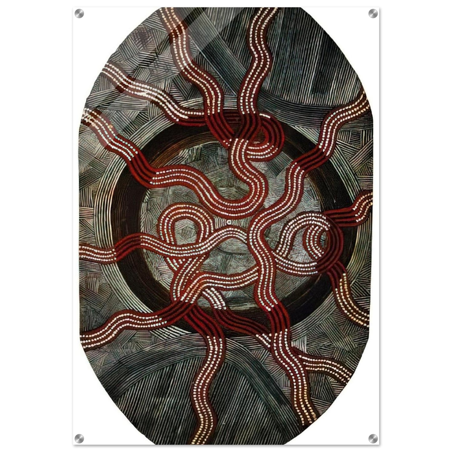 Untitled Snake Dreaming - 1972 - Clifford Possum Tjapaltjarri Acrylic Print - 70x100 cm / 28x40″ inches | Clifford Possum Tjapaltjarri Wall Art | Clifford Possum Tjapaltjarri Prints