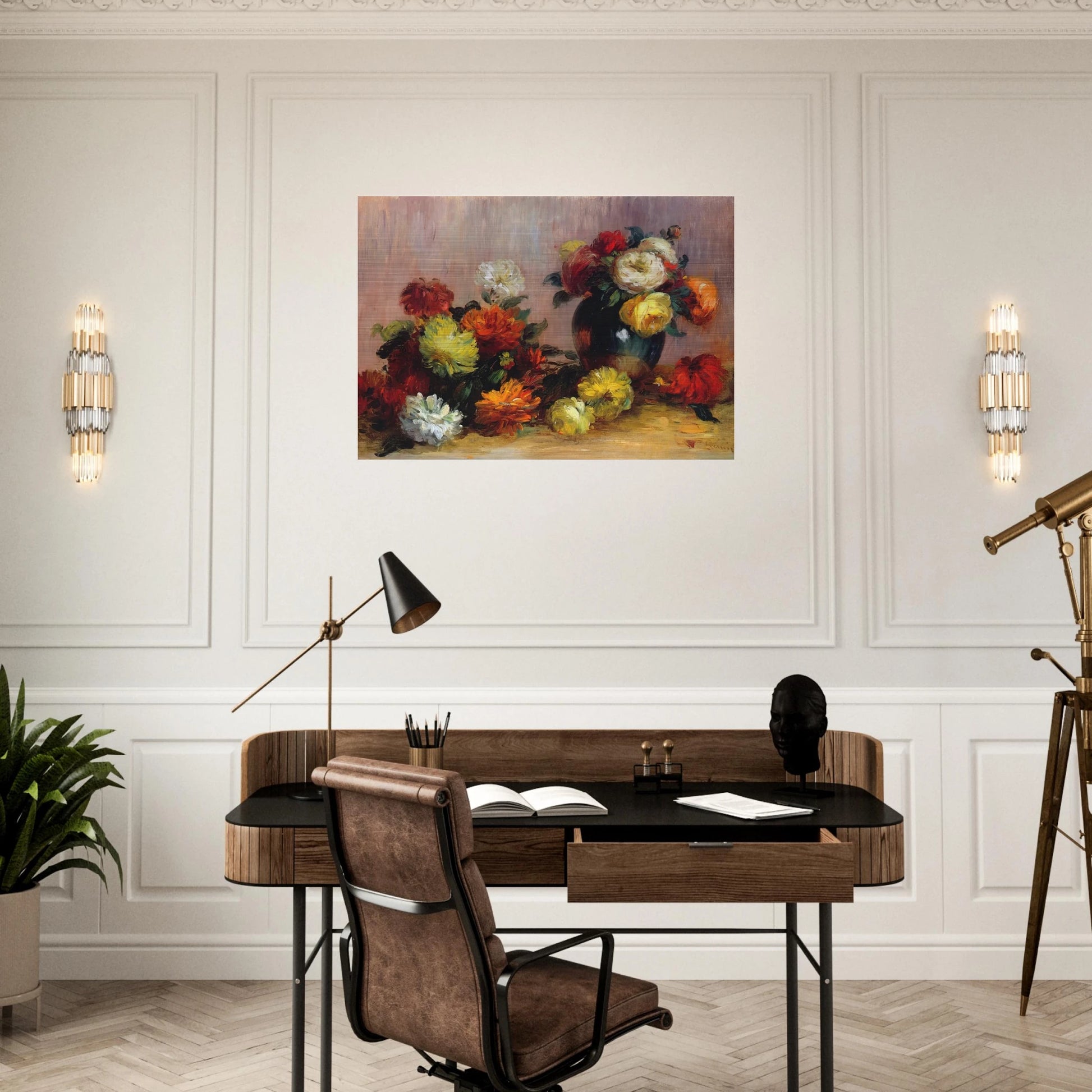 Bouquets of Flowers - Pierre-Auguste Renoir Brushed Aluminum Print - 70x100 cm / 28x40 inches | Pierre-Auguste Renoir Aluminum Print | Pierre-Auguste Renoir Prints