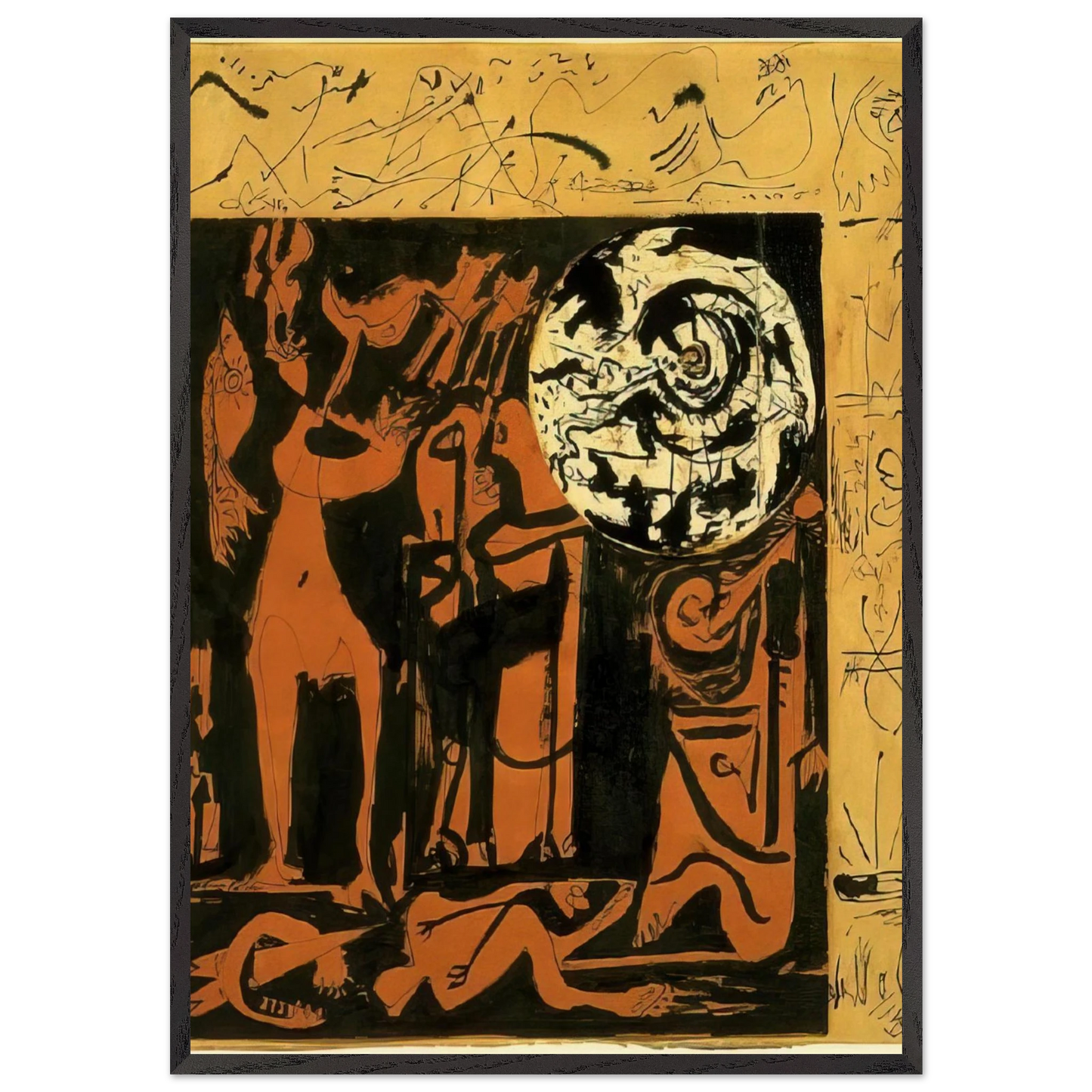 Untitled 3 N2 - Jackson Pollock Framed Art Print – Black Wooden Frame - Default Title - -Framed Art Print