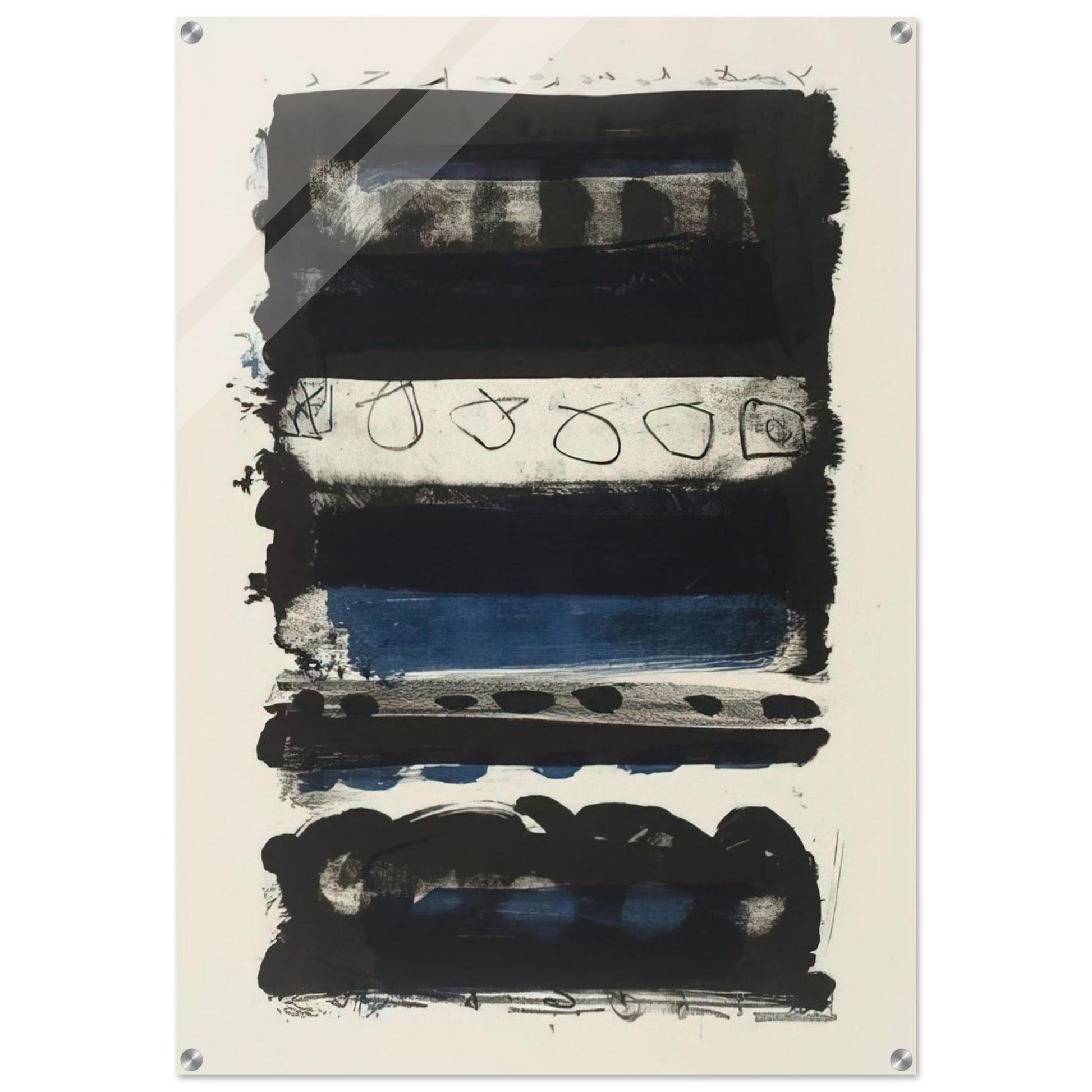 Black and Blue Stripes - 1958 - Patrick Heron Acrylic Print - 70x100 cm / 28x40″ inches | Patrick Heron Wall Art | Patrick Heron Prints