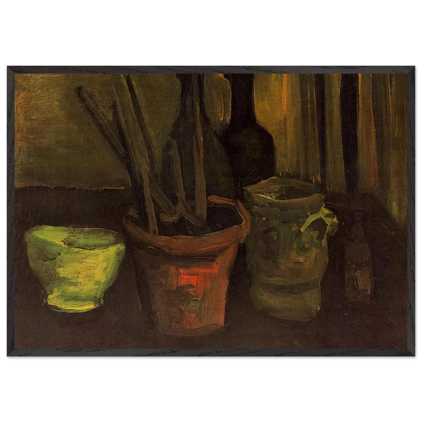 Still Life of Paintbrushes in a Flowerpot - Vincent van Gogh Framed Art Print – Black Wooden Frame - Default Title - -Framed Art Print