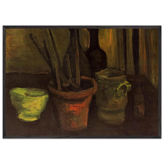Still Life of Paintbrushes in a Flowerpot - Vincent van Gogh Framed Art Print – Black Wooden Frame - Default Title - -Framed Art Print
