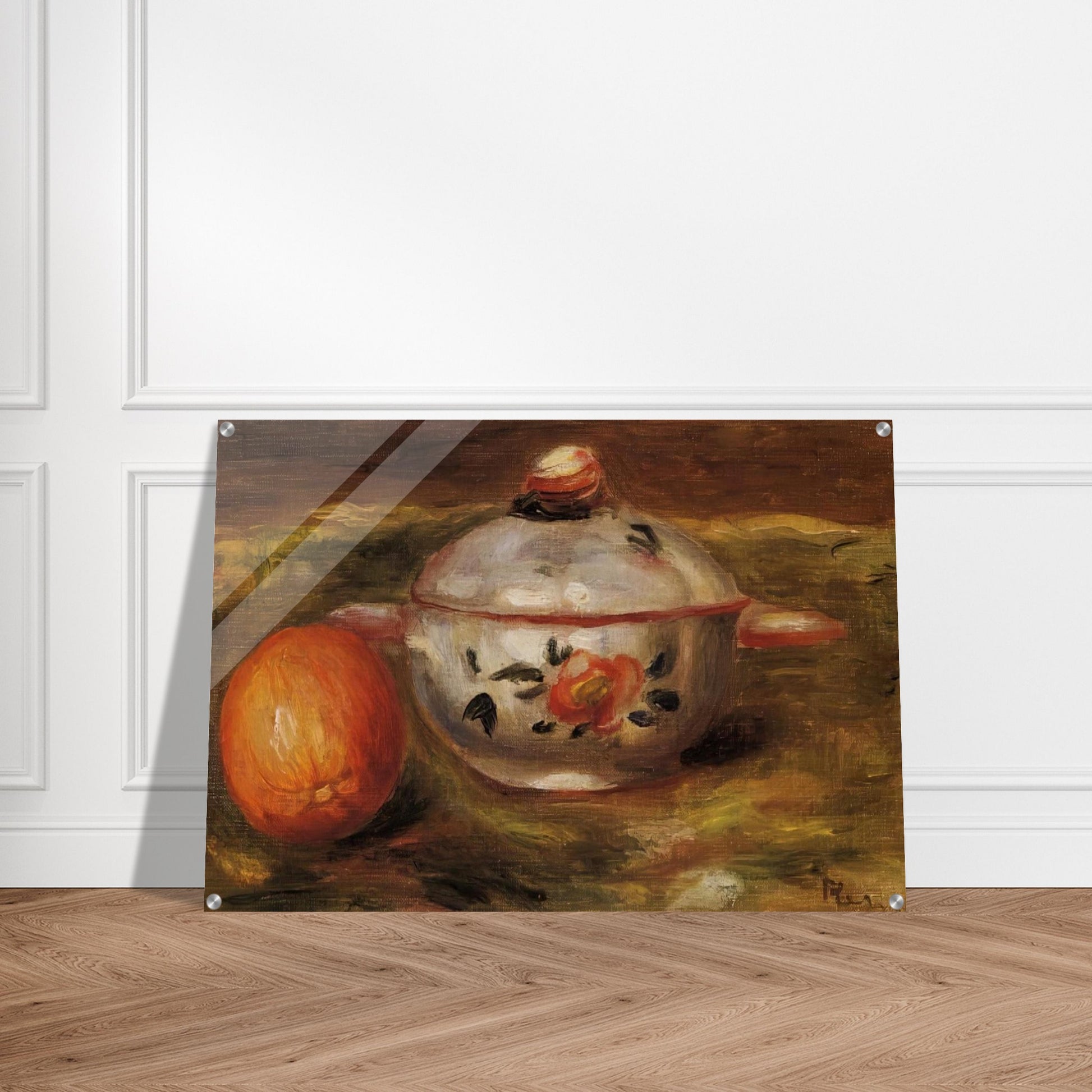 Still Life with Orange and Sugar Bowl - Pierre-Auguste Renoir Acrylic Print - 70x100 cm / 28x40″ inches