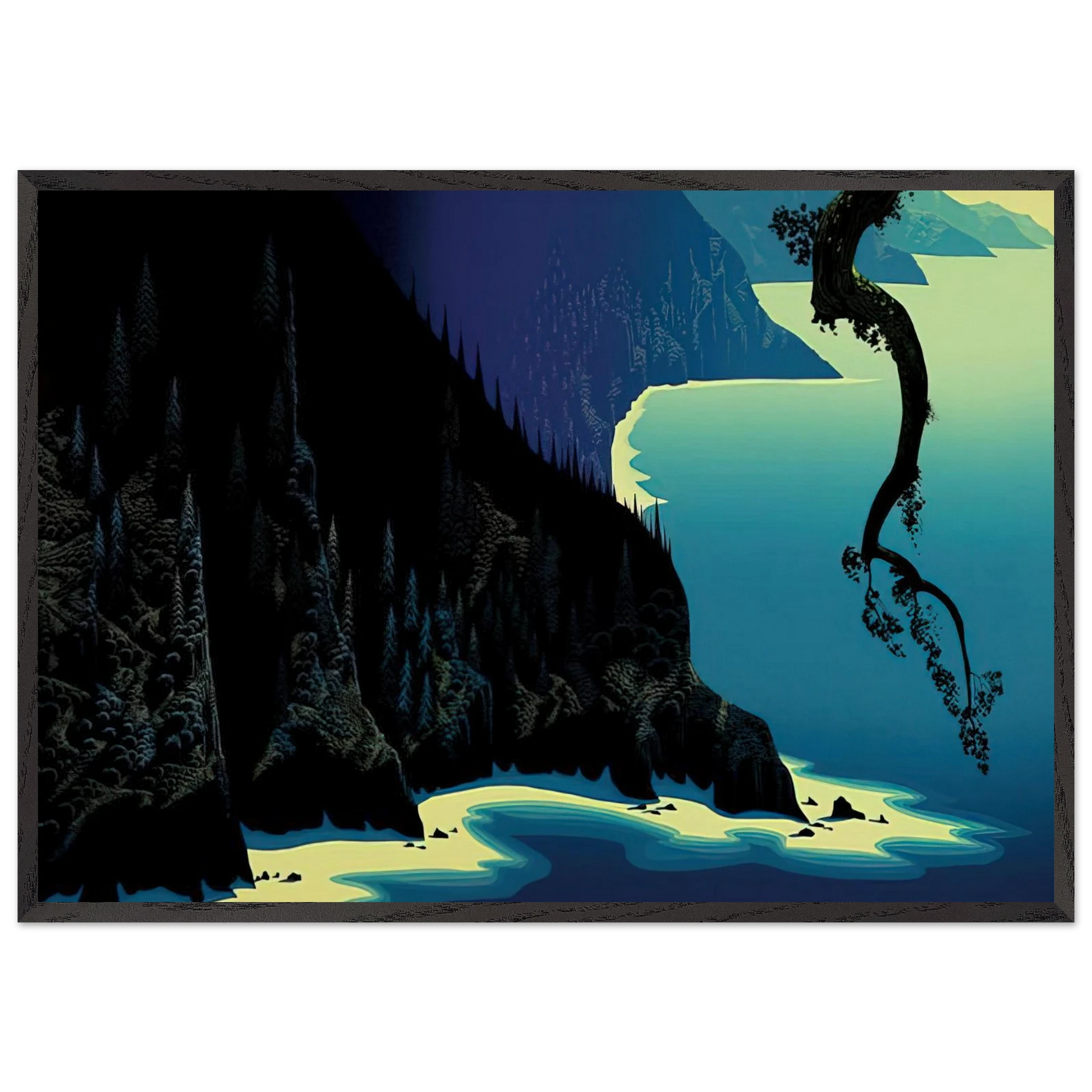 Big Sur - Eyvind Earle Framed Art Print – Black Wooden Frame - Default Title - -Framed Art Print