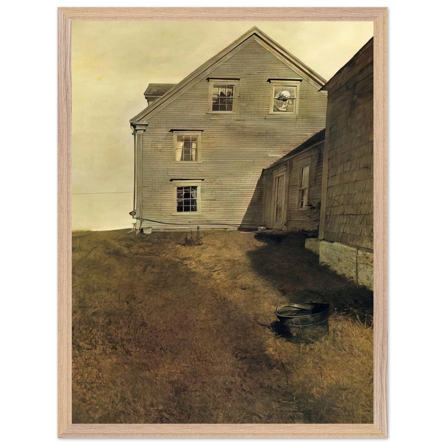 Andrew Wyeth - WEATHERSIDE Wall Art - 21x29.7 cm / 8x12" - Premium Wooden Framed Poster With Fine Art Paper - White frame