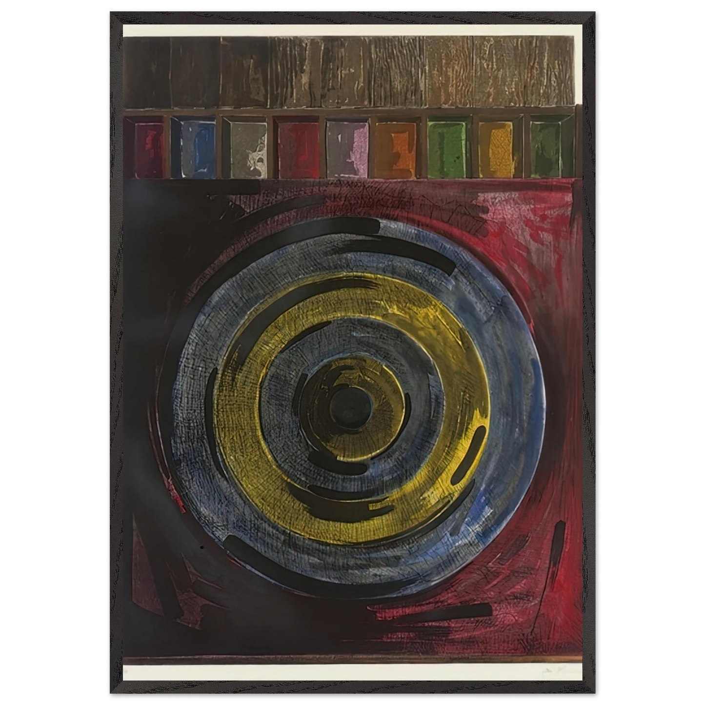 TARGET WITH PLASTER CASTS UNIVERSAL LIMITED ART EDITIONS 208 - Jasper Johns Framed Art Print – Black Wooden Frame - Default Title - -Framed Art Print