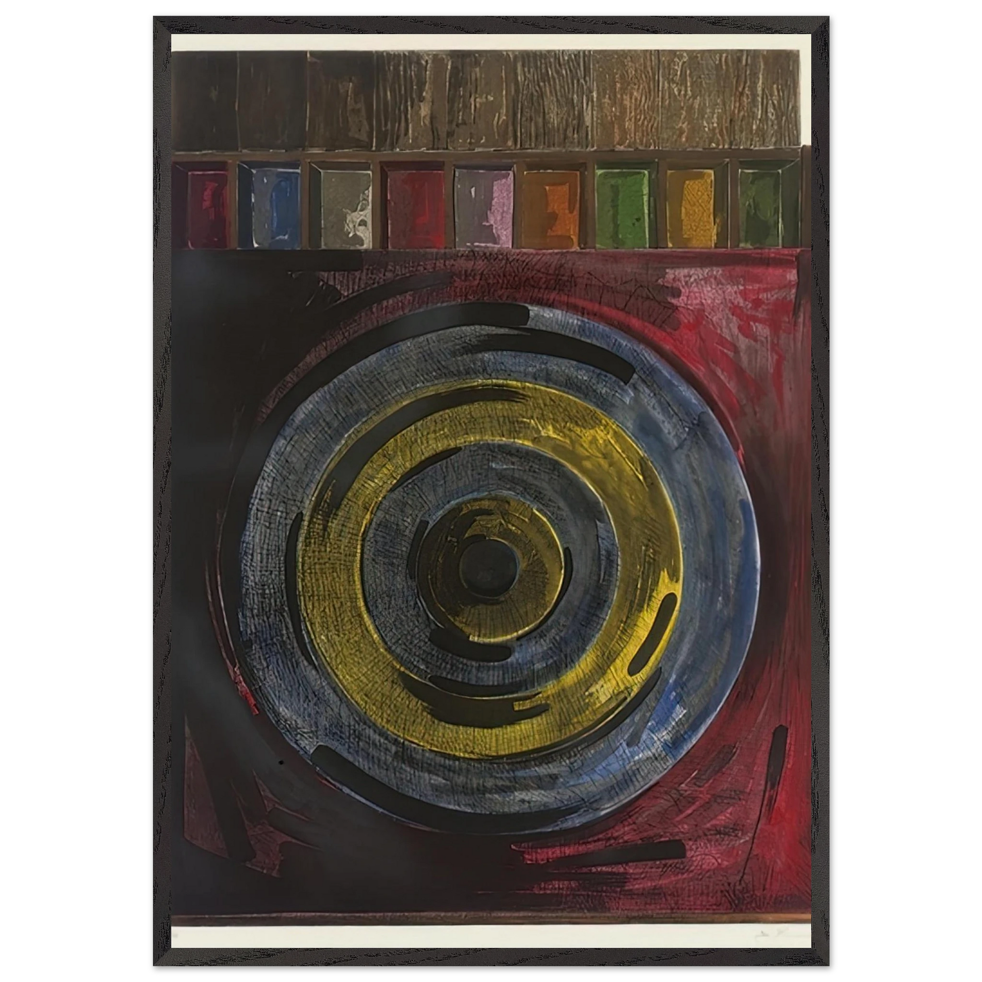 TARGET WITH PLASTER CASTS UNIVERSAL LIMITED ART EDITIONS 208 - Jasper Johns Framed Art Print – Black Wooden Frame - Default Title - -Framed Art Print