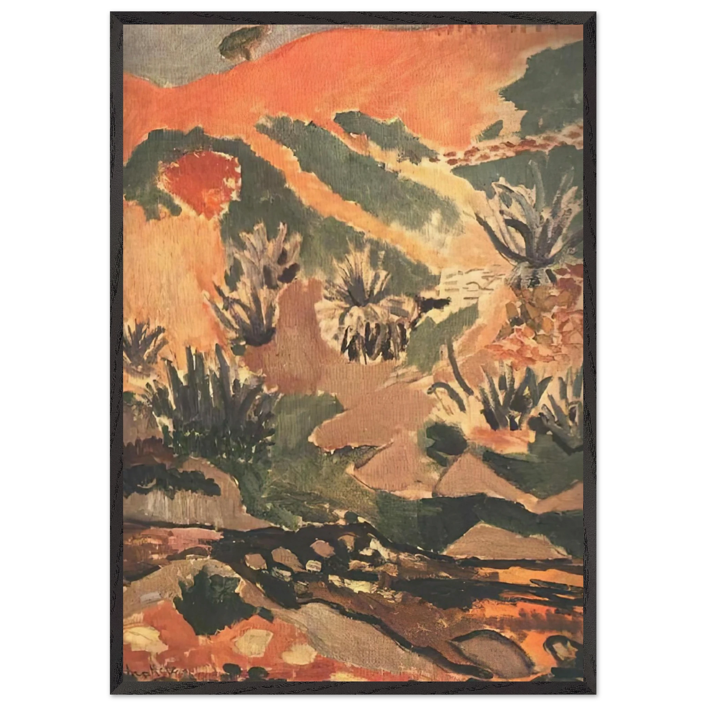 LANDSCAPE WITH BROOK BROOK WITH ALOES 1907 - Henri Matisse Framed Art Print – Black Wooden Frame - Default Title - -Framed Art Print